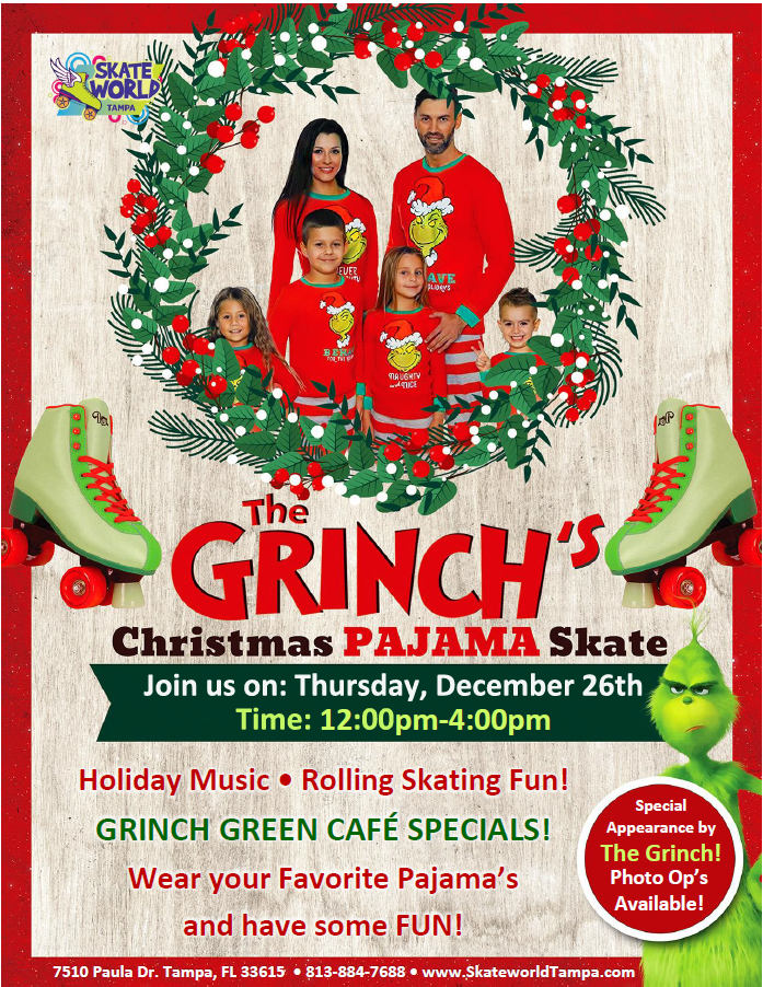 Grinch Pajama Skate at Skateworld Tampa