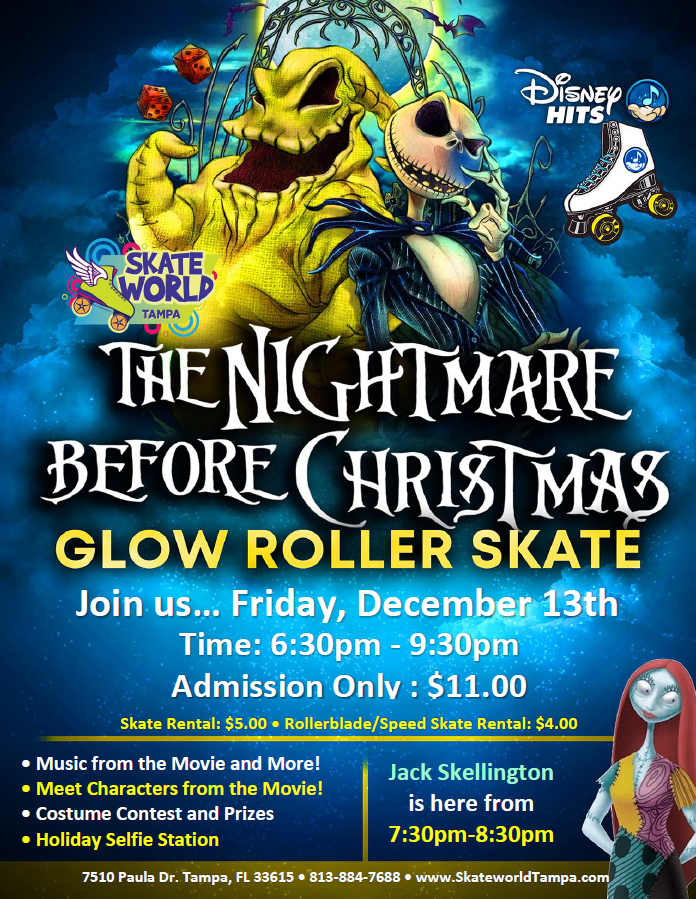 Nightmare Before Christmas Skate at Skateworld Tampa!