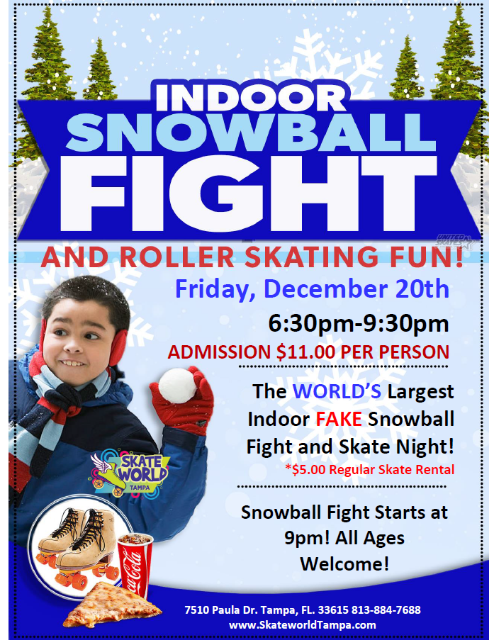 Indoor Snowball Fight Skate at Skateworld Tampa