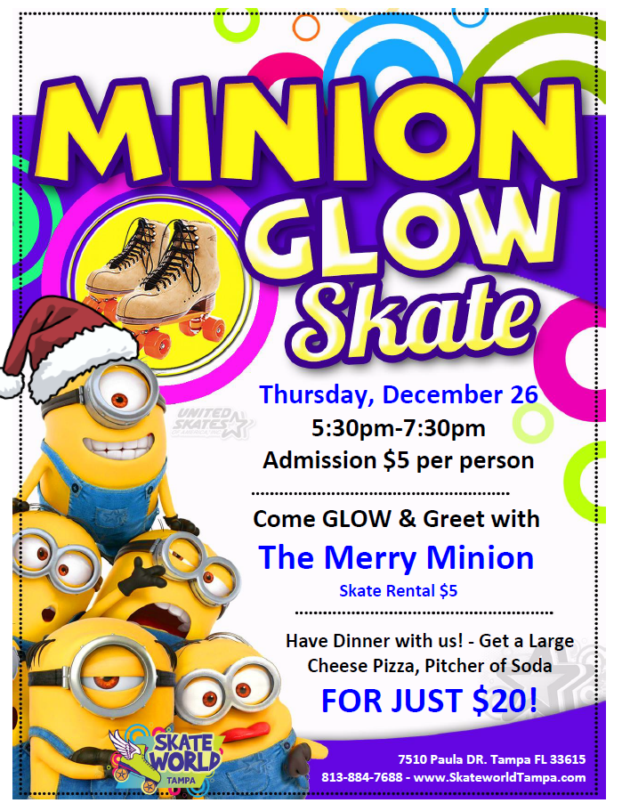 Merry Minion Glow Skate at Skateworld Tampa!