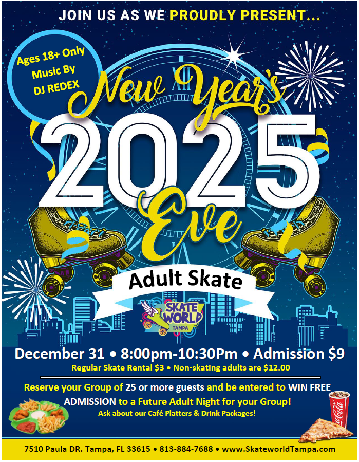 New Year's Eve Adult Skate at Skateworld Tampa