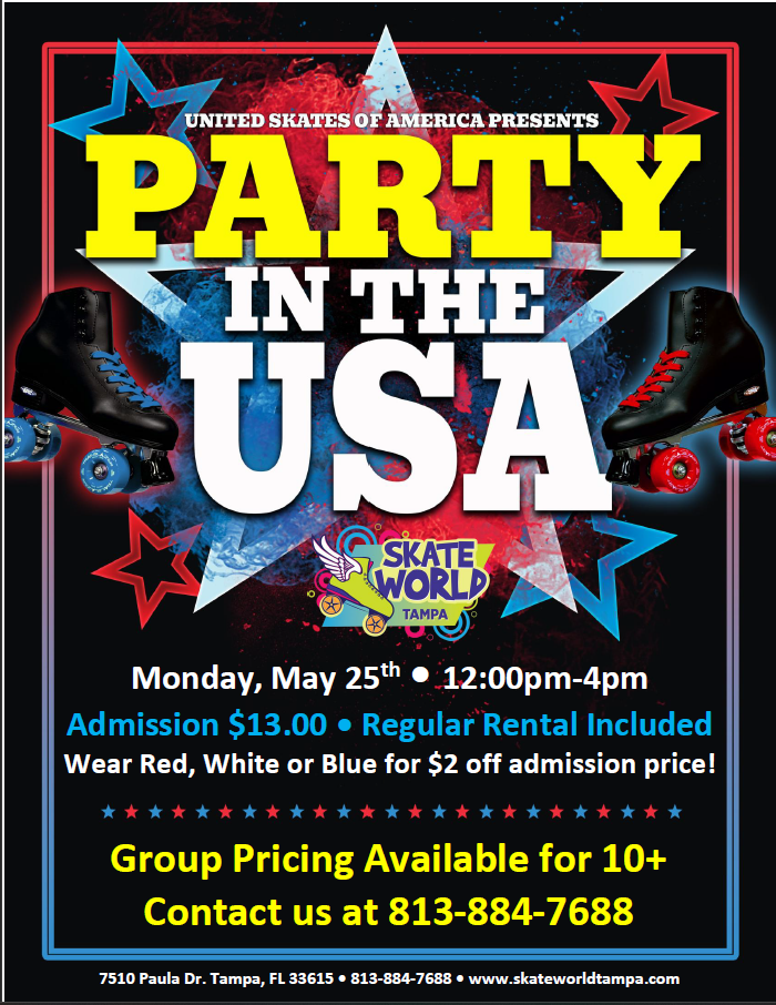 Party in the USA Memorial Day Skating at Skateworld Tampa