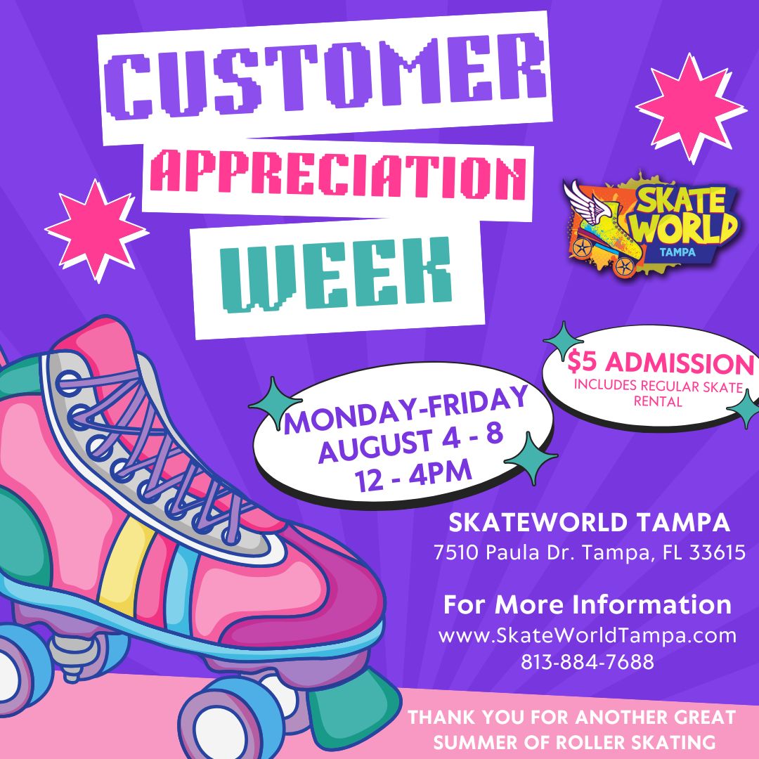 Customer Appreciation Week Skating and Laser Tag at Skateworld Tampa