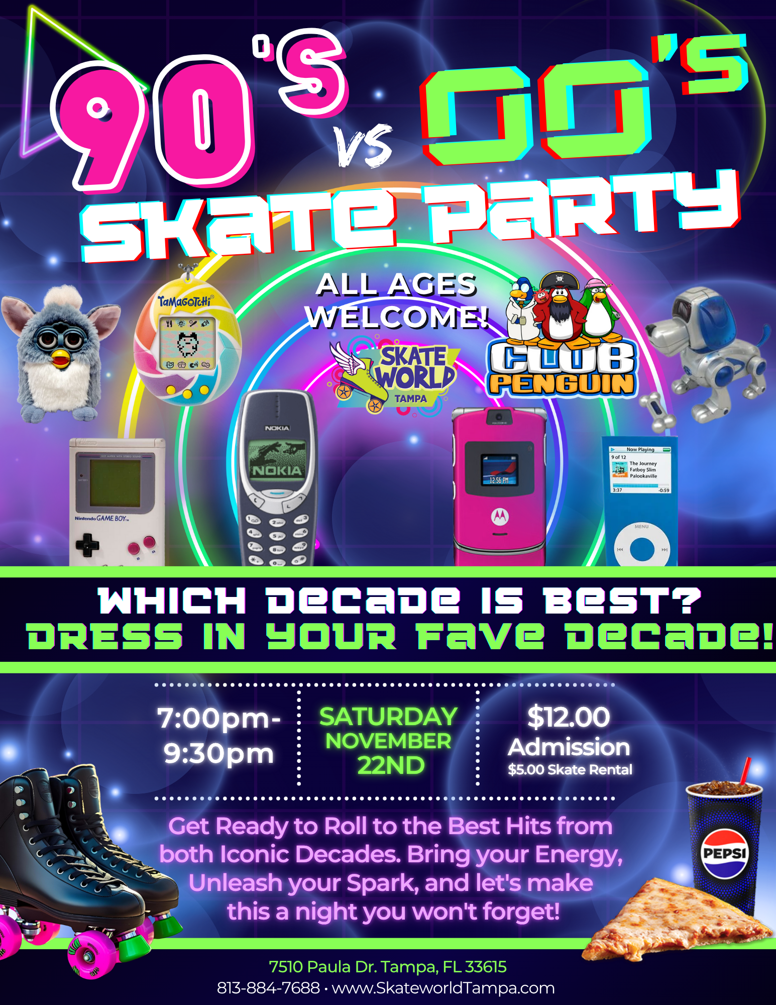 90's vs 00's Skate Party Skating and Laser Tag at Skateworld Tampa
