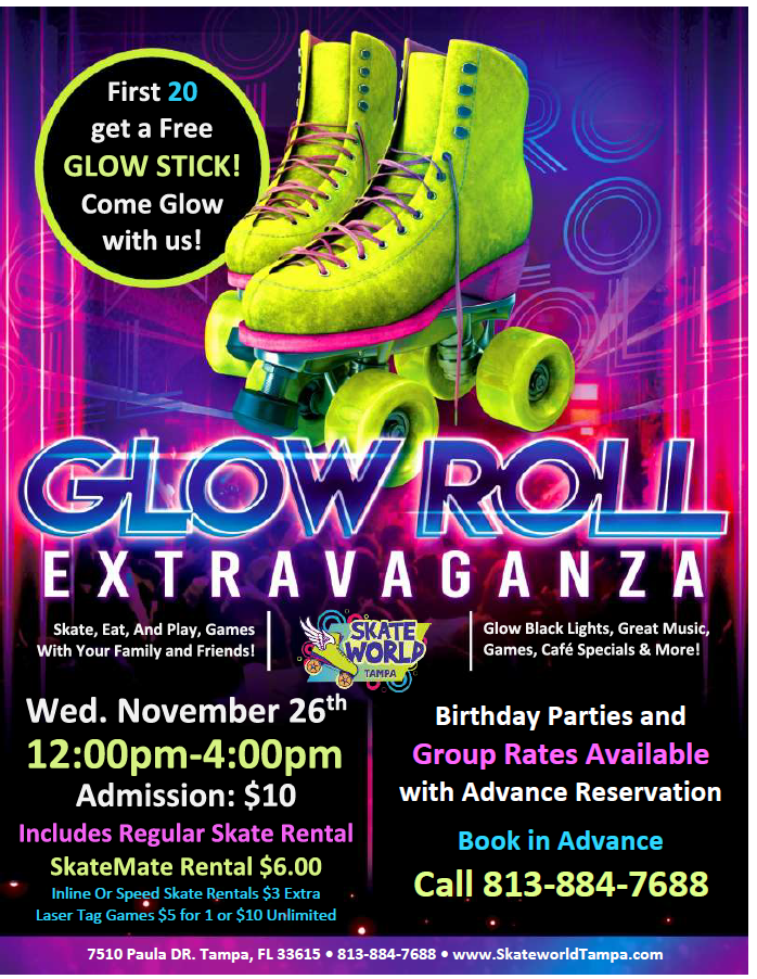 Glow Roll Extravaganza at Skateworld Tampa