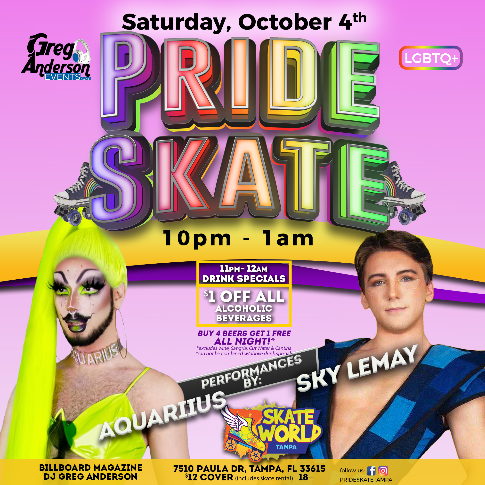 Pride Skate Tampa Skating, Laser Tag and Drag Shows!