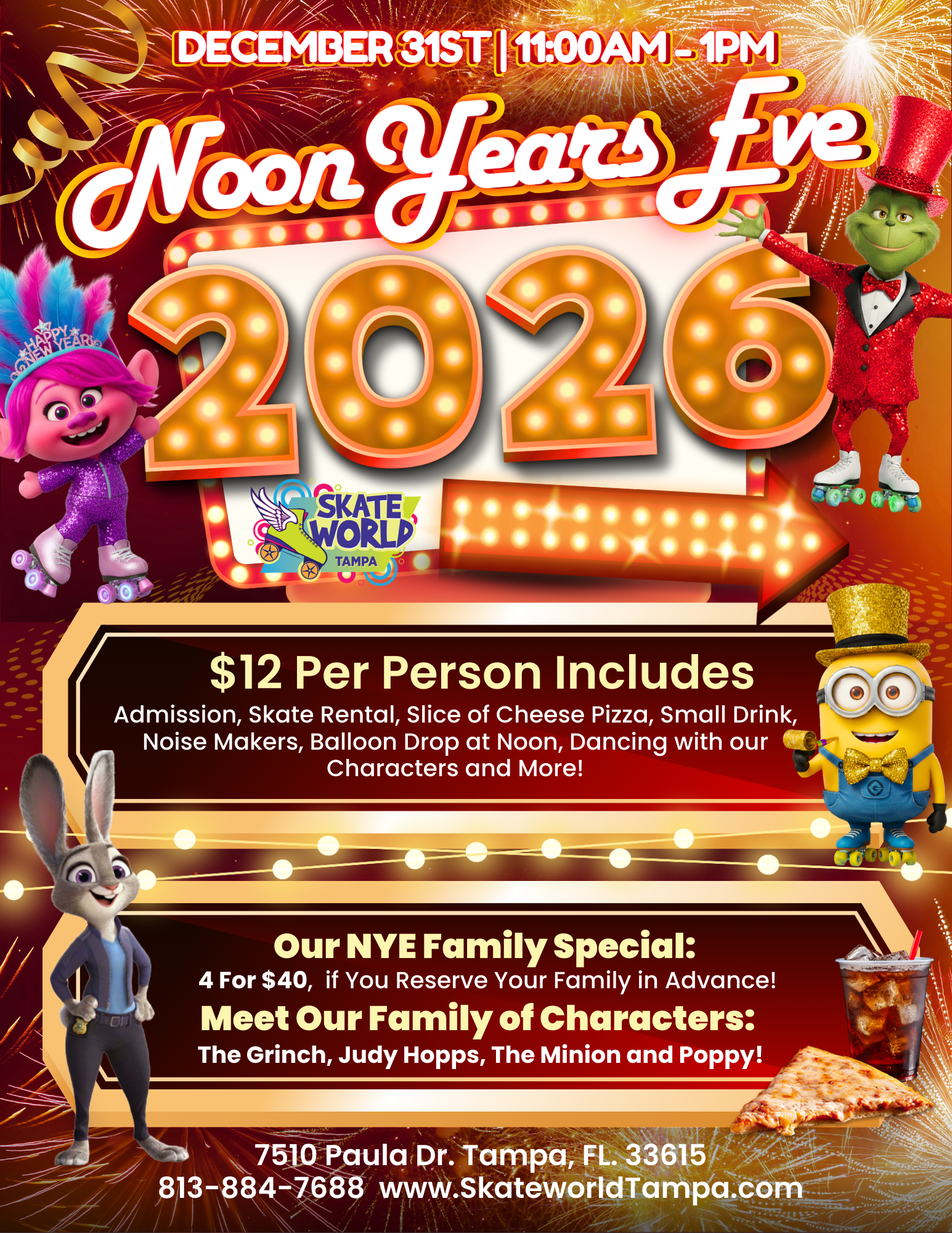 New years eve skating event at skateworld tampa