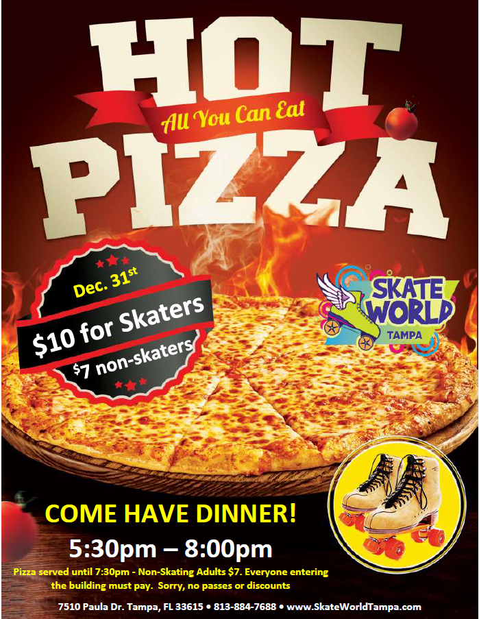 All you Can Eat Cheese Pizza Skate for New Years Eve