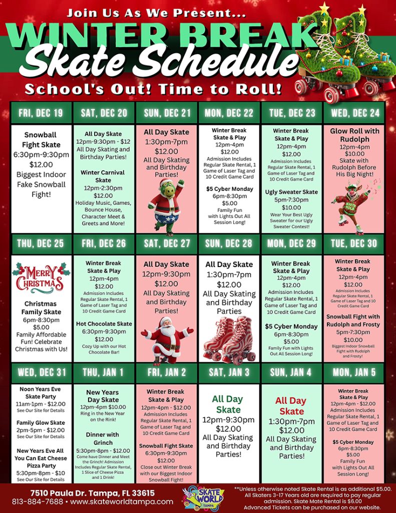 Winter Break 2025 Skate World Tampa