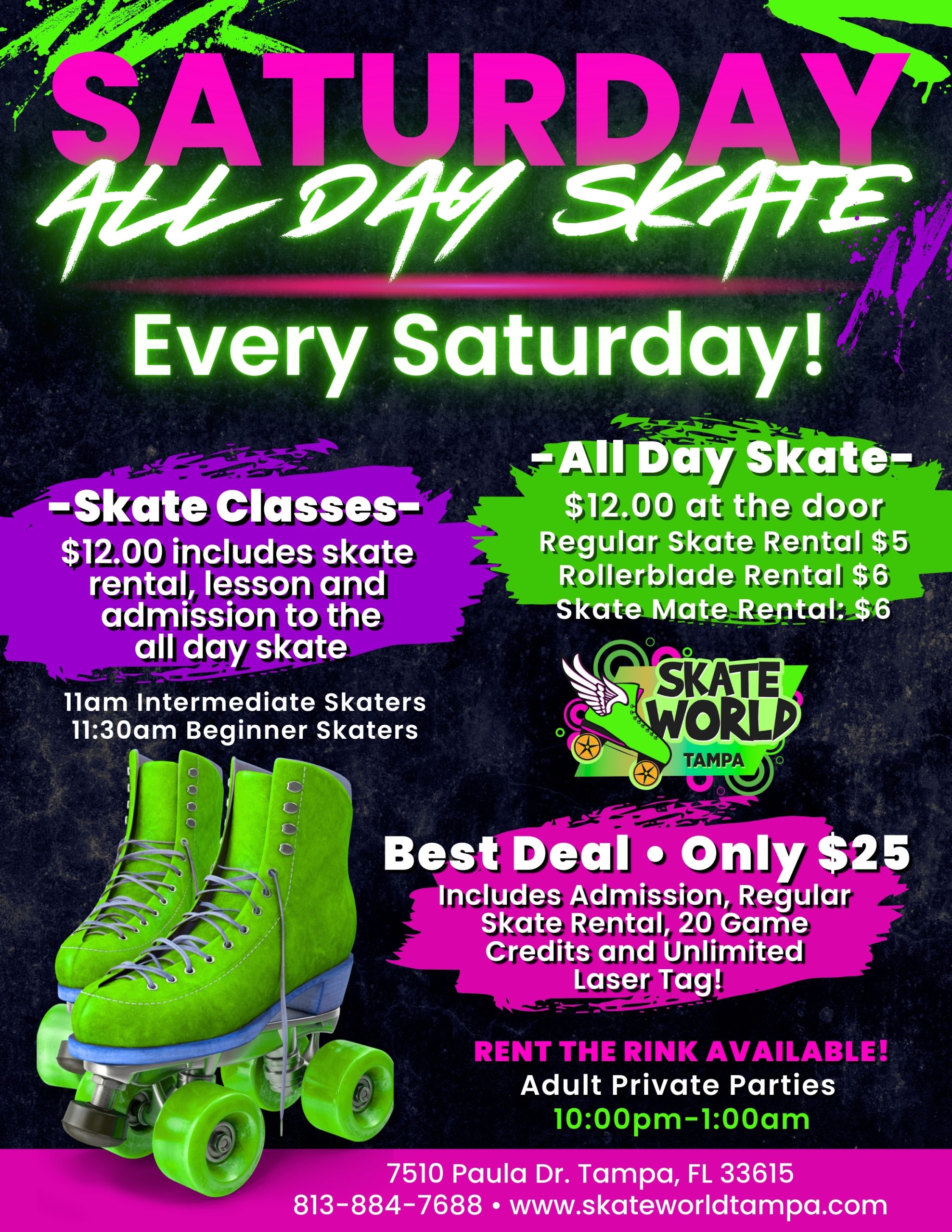 All Day Skating, Laser Tag, Arcade and Birthday Parties at Skateworld Tampa
