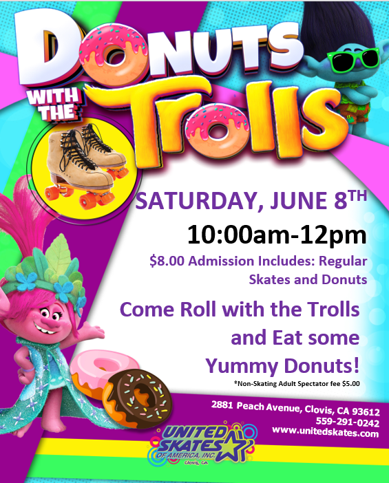 United Skates Clovis Donuts with The Trolls