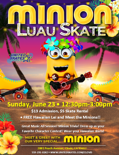 United Skates Clovis Minion Luau Skate