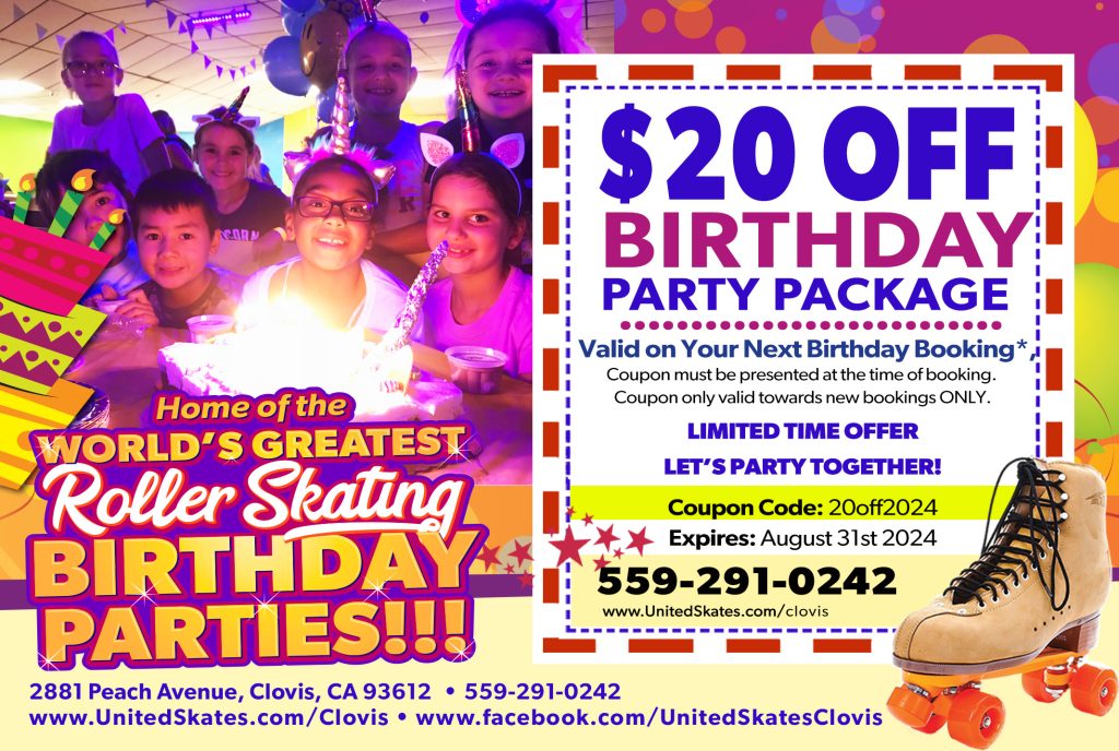 $20 Off Kids Birthday Party Packages at United Skates