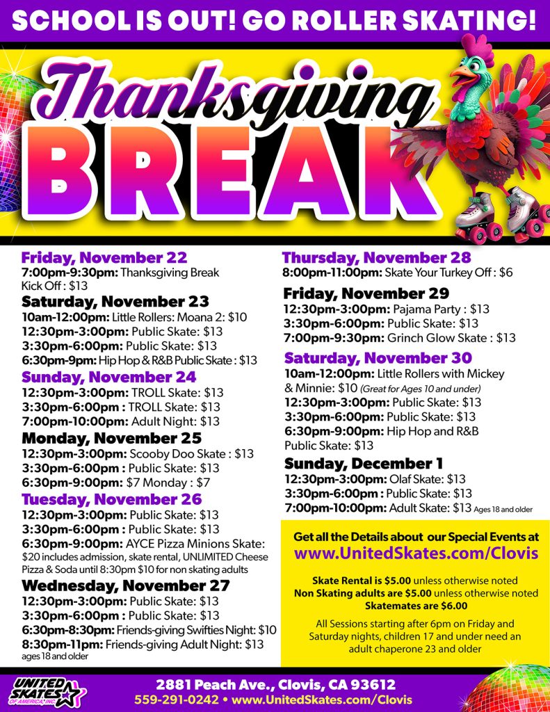 United Skates Clovis Thanksgiving Break 2024