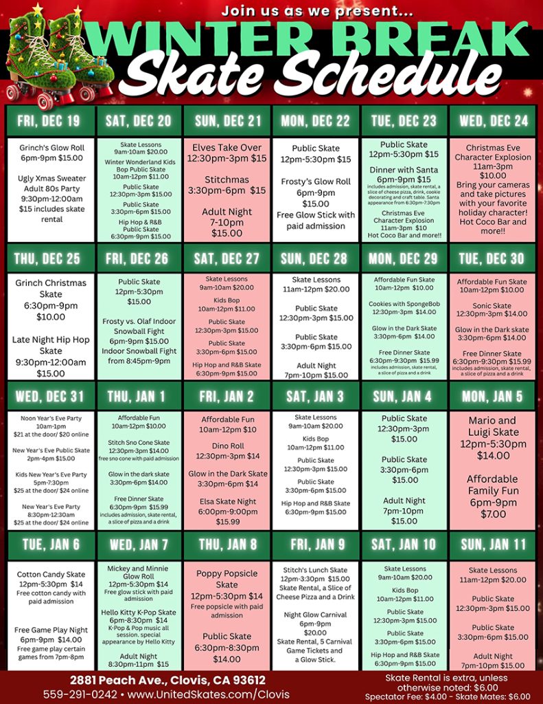 Winter Break 2025 United Skates Clovis