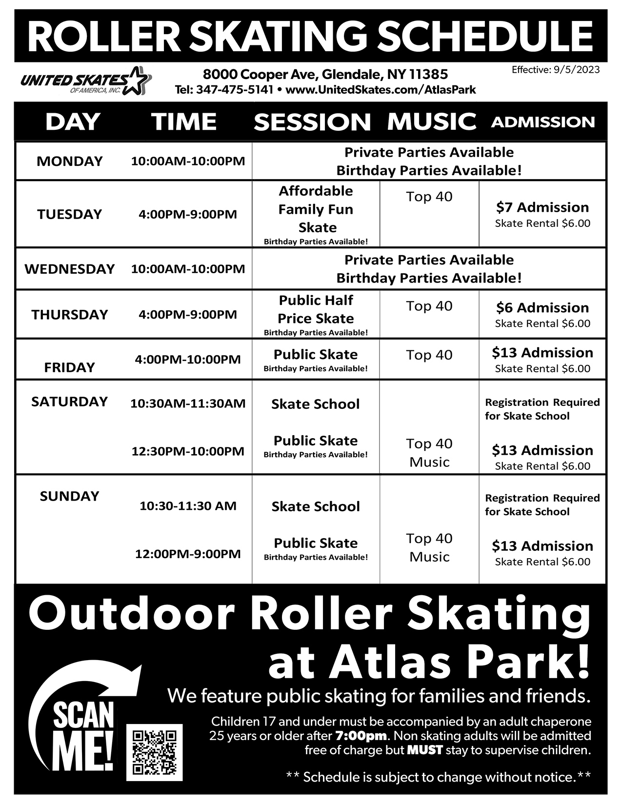 Schedule & Events  United Skates of America