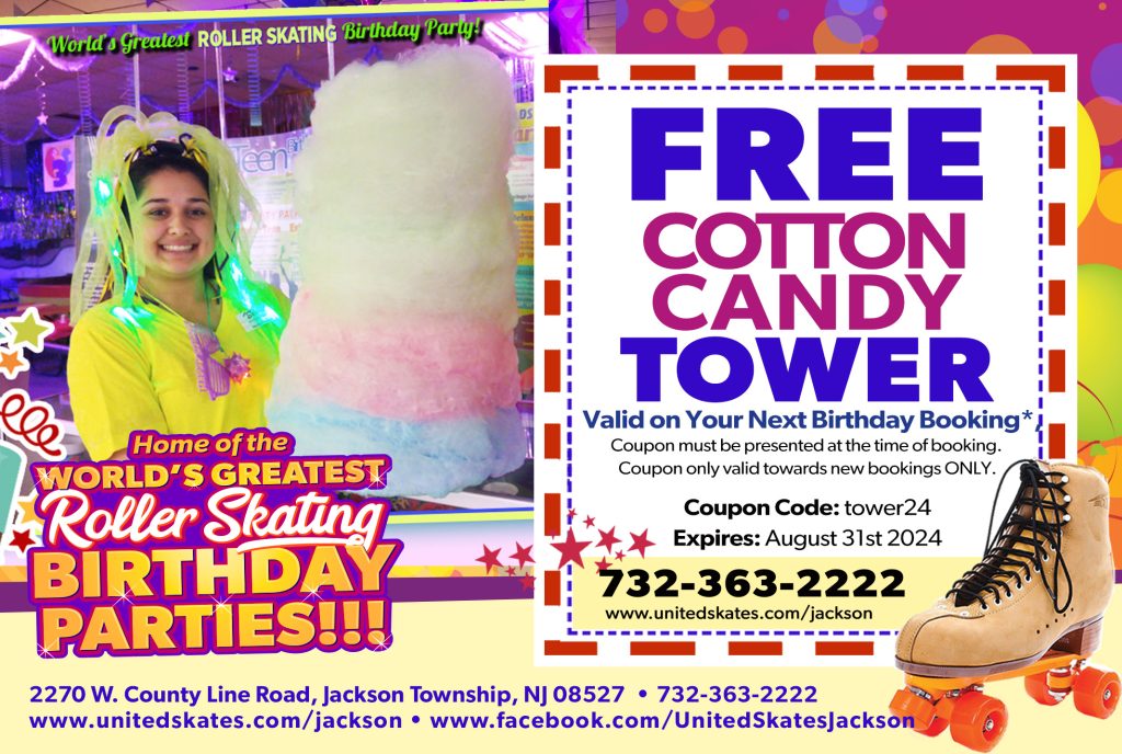 FREE Cotton Candy Tower with your Birthday Party Booking at United Skates