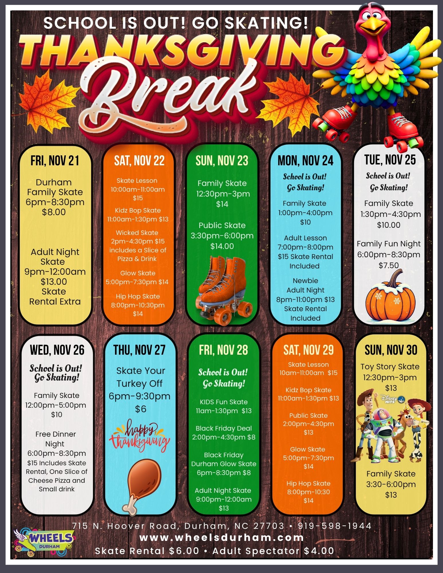 Wheels Durham Thanksgiving Break 2025
