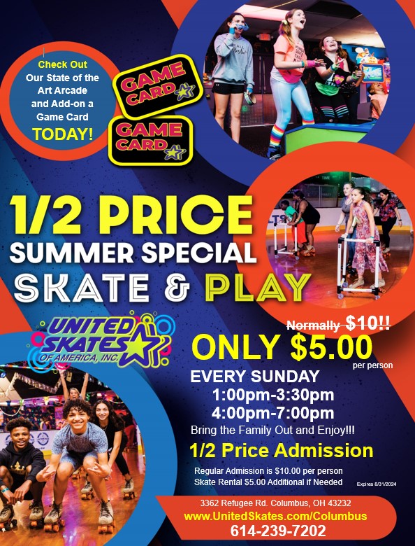 1/2 Price Sundays in the Summer at United Skates in Columbus, OH