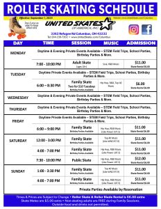 United Skates Refugee Fall Schedule 2025
