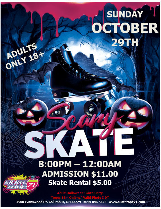 Sunday Adult Scary Skate Skate Zone 71