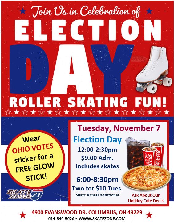 School's Out Let Go Skating on Election Day at Skate Zone 71
