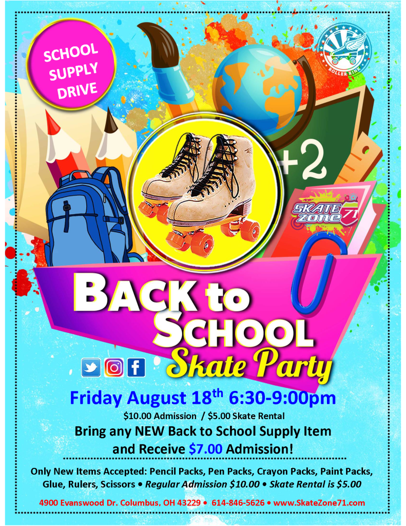 Back To School Donation Skate | Skate Zone 71