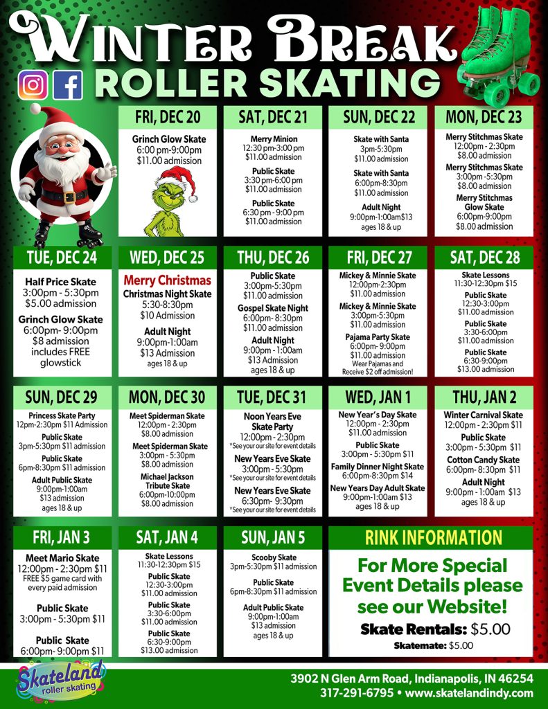 Skateland Indy Winter Break 2024